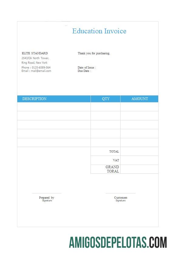 realista Modelo de fatura educacional grátis